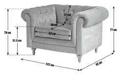 Habitat Chesterfield Velvet Armchair - Blue -Trend Furniture 9449325 R Z020A