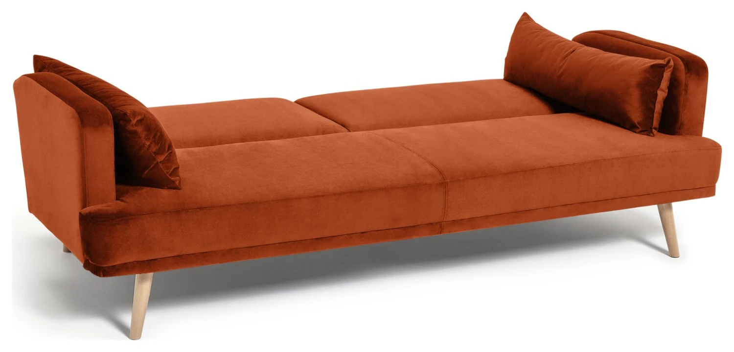 Habitat Andy Clic Clac Velvet Sofa Bed - Orange 7 Habitat Andy Clic Clac Velvet Sofa Bed - Orange - Image 5