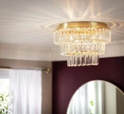 Habitat Presley Glass 3 Tier Flush To Ceiling Light - Brass -Trend Furniture 9462319 R Z002C