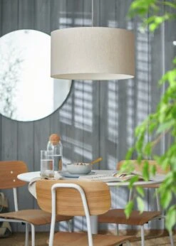 Habitat 49cm Linen Drum Shade - Oatmeal 11 Habitat 49cm Linen Drum Shade - Oatmeal -Trend Furniture 9467929 R Z002C