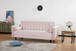 Habitat Preston Clic Clac Velvet Sofa Bed - Pink -Trend Furniture 9478255 R Z002C