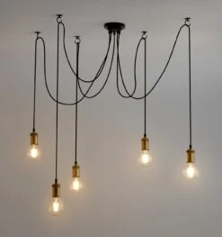 Habitat Nyos Spider 5 Light Chandelier - Black & Brass -Trend Furniture 9483570 R Z003C