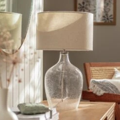 Habitat Abas Glass Table Lamp - Clear & Cream