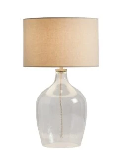 Habitat Abas Glass Table Lamp - Clear & Cream -Trend Furniture 9489732 R Z006A