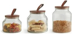 Habitat Set Of 3 Glass Jar Set -Trend Furniture 9491672 R Z004A