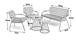 Habitat Noah 4 Seater Metal Garden Sofa Set - Black & Oak -Trend Furniture 9507092 R E001