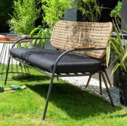 Habitat Noah 4 Seater Metal Garden Sofa Set - Black & Oak -Trend Furniture 9507092 R Z002C