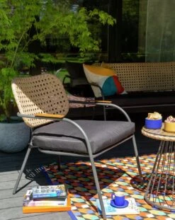 Habitat Noah 4 Seater Metal Garden Sofa Set - Black & Oak -Trend Furniture 9507092 R Z004C