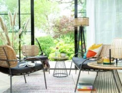 Habitat Noah 4 Seater Metal Garden Sofa Set - Black & Oak -Trend Furniture 9507092 R Z008C