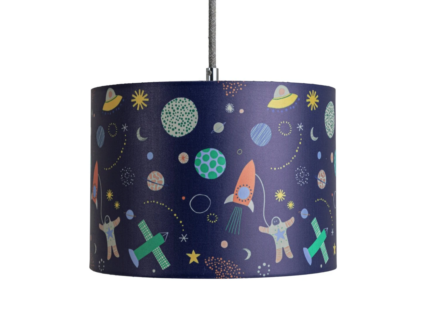 Habitat Kids Space Glow In The Dark 25cm Drum Shade - Blue 4 Habitat Kids Space Glow In The Dark 25cm Drum Shade - Blue - Image 2