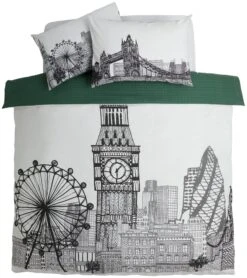 Habitat London Skyline Print Black &White Bedding Set-Single 12 Habitat London Skyline Print Black &White Bedding Set-Single -Trend Furniture 9511026 R Z002A
