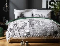 Habitat London Skyline Print Black &White Bedding Set-Single 15 Habitat London Skyline Print Black &White Bedding Set-Single -Trend Furniture 9511026 R Z005A