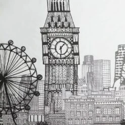 Habitat London Skyline Print Black &White Bedding Set-Single 17 Habitat London Skyline Print Black &White Bedding Set-Single -Trend Furniture 9511026 R Z017A