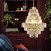 Habitat Presley Glass 8 Tier Chandelier - Brass -Trend Furniture 9514449 R Z001A