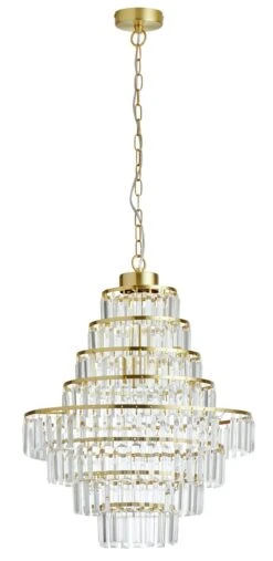 Habitat Presley Glass 8 Tier Chandelier - Brass -Trend Furniture 9514449 R Z001C