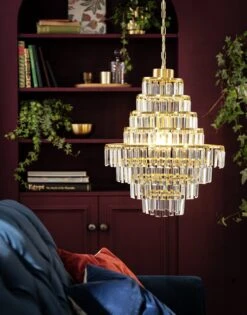 Habitat Presley Glass 8 Tier Chandelier - Brass -Trend Furniture 9514449 R Z002C