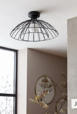 Habitat Kiso 2 Tier Opal Flush To Ceiling Light - Black -Trend Furniture 9516241 R Z002C