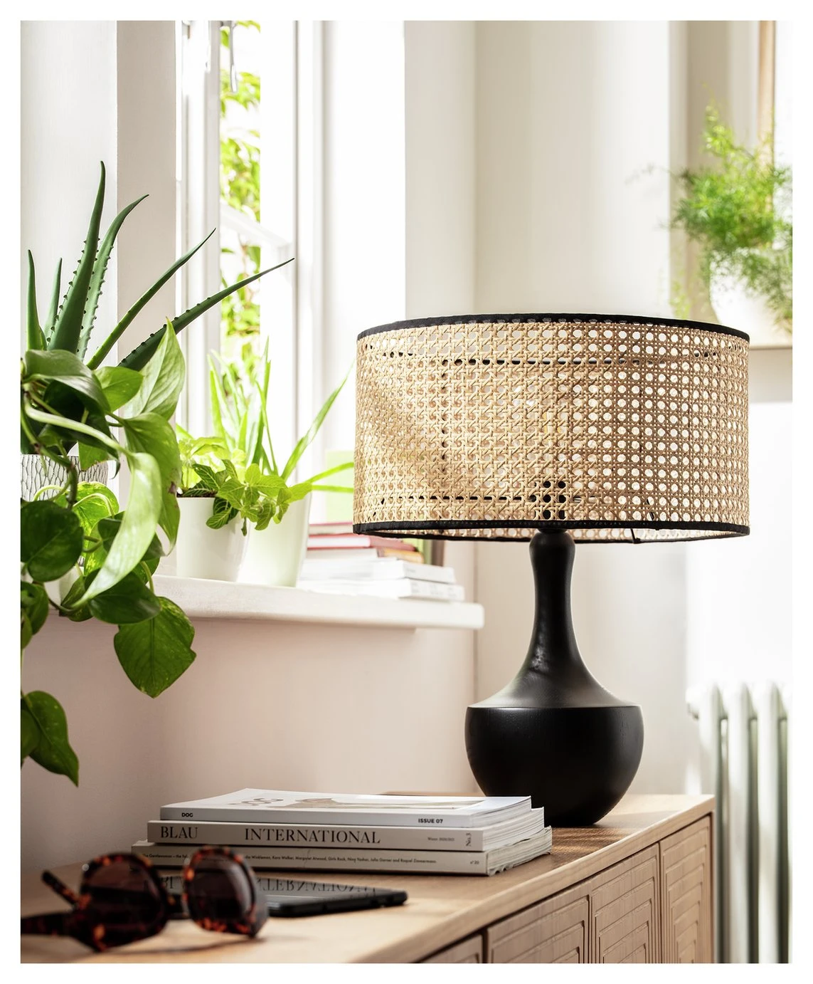 Habitat Ashi Rattan 40cm Shade - Natural & Black 4 Habitat Ashi Rattan 40cm Shade - Natural & Black - Image 2