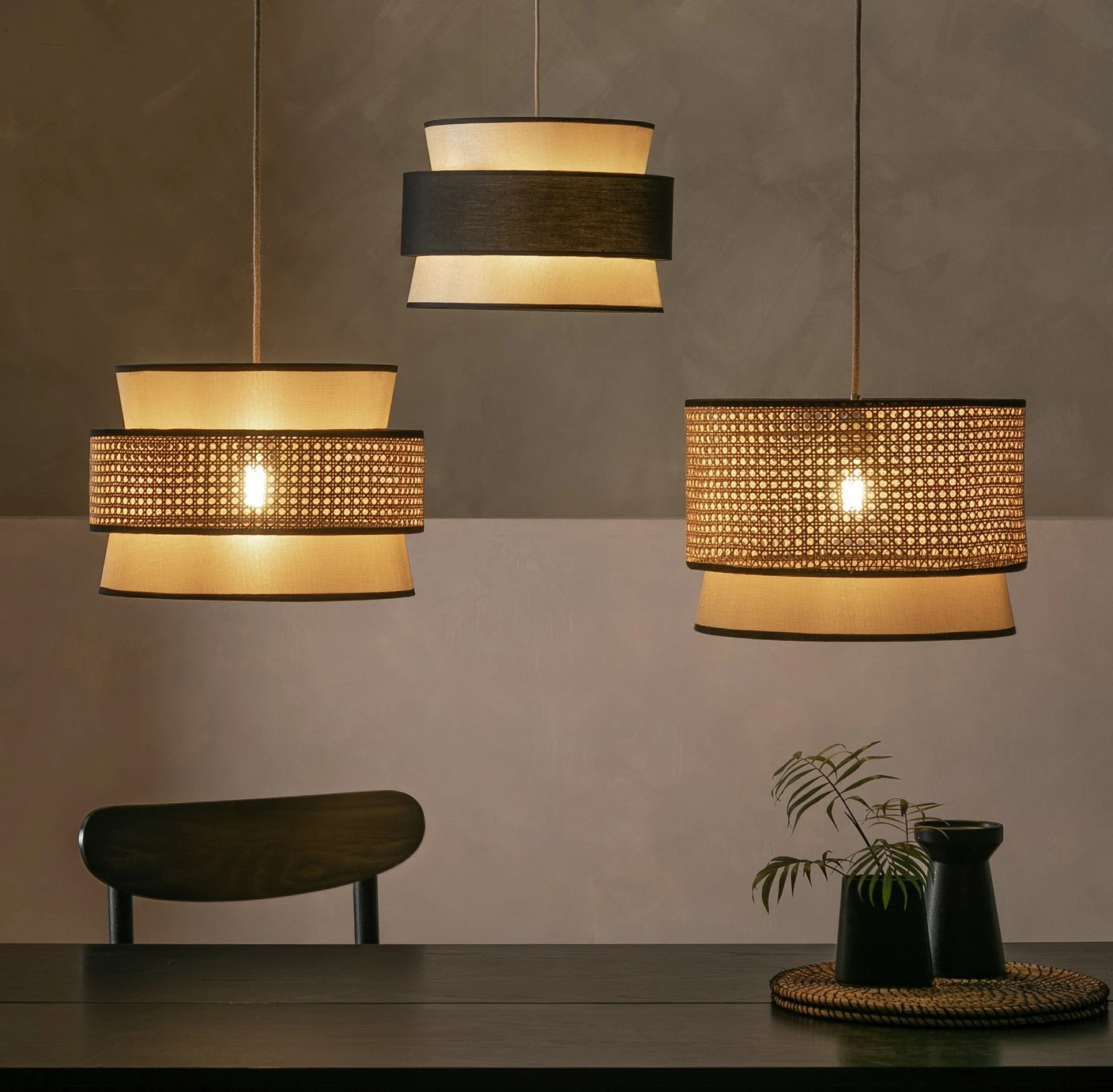 Habitat Ashi Rattan 40cm Shade - Natural & Black 8 Habitat Ashi Rattan 40cm Shade - Natural & Black - Image 6