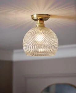 Habitat Perses Cut Glass And Brass Flush To Ceiling Light -Trend Furniture 9521401 R Z002C