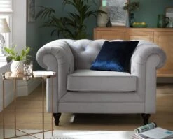 Habitat Chesterfield Velvet Armchair - Charcoal -Trend Furniture 9522929 R Z001C