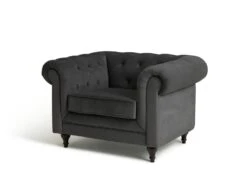 Habitat Chesterfield Velvet Armchair - Charcoal -Trend Furniture 9522929 R Z002A