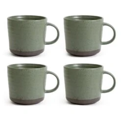 Habitat Textured Ripple Set Of 4 Mugs - Sage