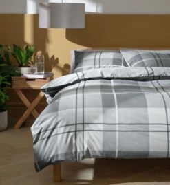 Habitat Check Charcoal Grey Bedding Set - Single -Trend Furniture 9561155 R Z005A
