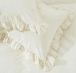 Habitat Cotton 180TC Frilled Cream Bedding Set - Single -Trend Furniture 9563146 R Z003A