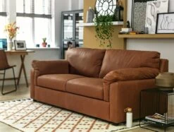 Habitat Florence Leather 3 Seater Sofa - Tan -Trend Furniture 9563988 R Z001C