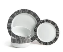 Habitat Black Dash 12 Piece Porcelain Dinner Set