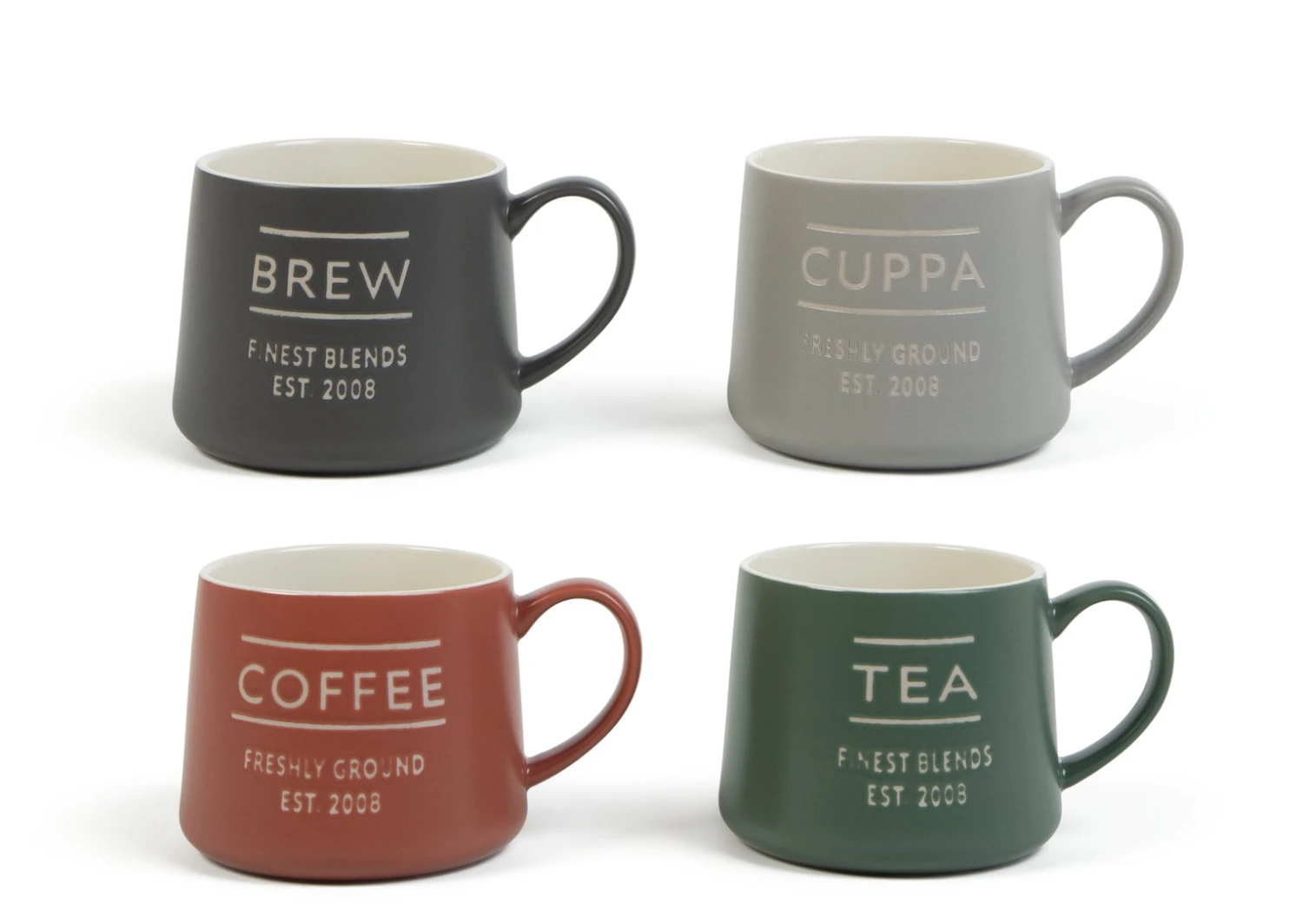 Habitat Set Of 4 Tea & Coffee Slogan Mugs 3 Habitat Set Of 4 Tea & Coffee Slogan Mugs