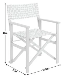 Habitat Folding Wooden Director Chair - Grey & White -Trend Furniture 9610037 R E001