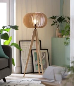Habitat Achille Ash Wooden Tripod Floor Lamp - Oak -Trend Furniture 9615489 R Z002C