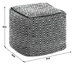 Kaikoo Durrie Cotton Footstool - Black & White -Trend Furniture 9619753 R E001