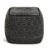 Kaikoo Durrie Cotton Footstool - Black & White