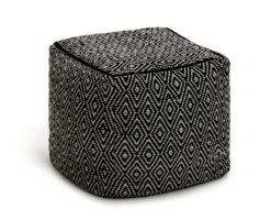 Kaikoo Durrie Cotton Footstool - Black & White -Trend Furniture 9619753 R Z002A