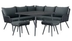 Habitat Malta 6 Seater Rattan Effect Patio Set - Black