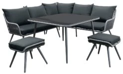Habitat Malta 6 Seater Rattan Effect Patio Set - Black -Trend Furniture 9630347 R Z015A